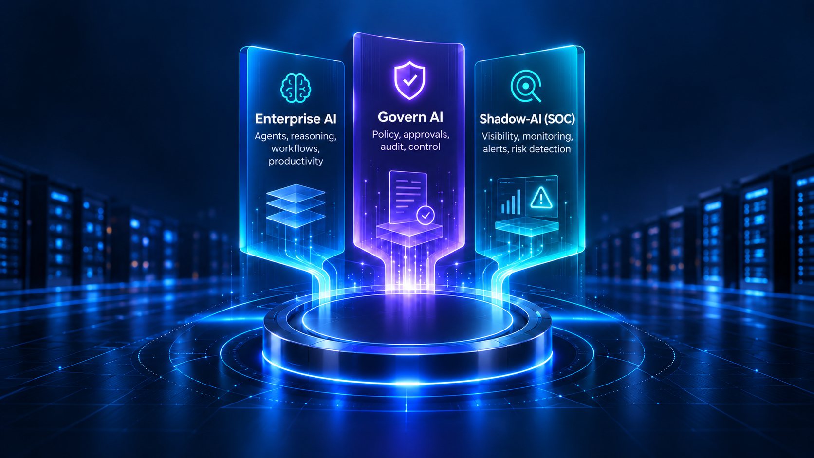 Enterprise AI, Govern AI and Shadow-AI (SOC): three capabilities rising from one platform